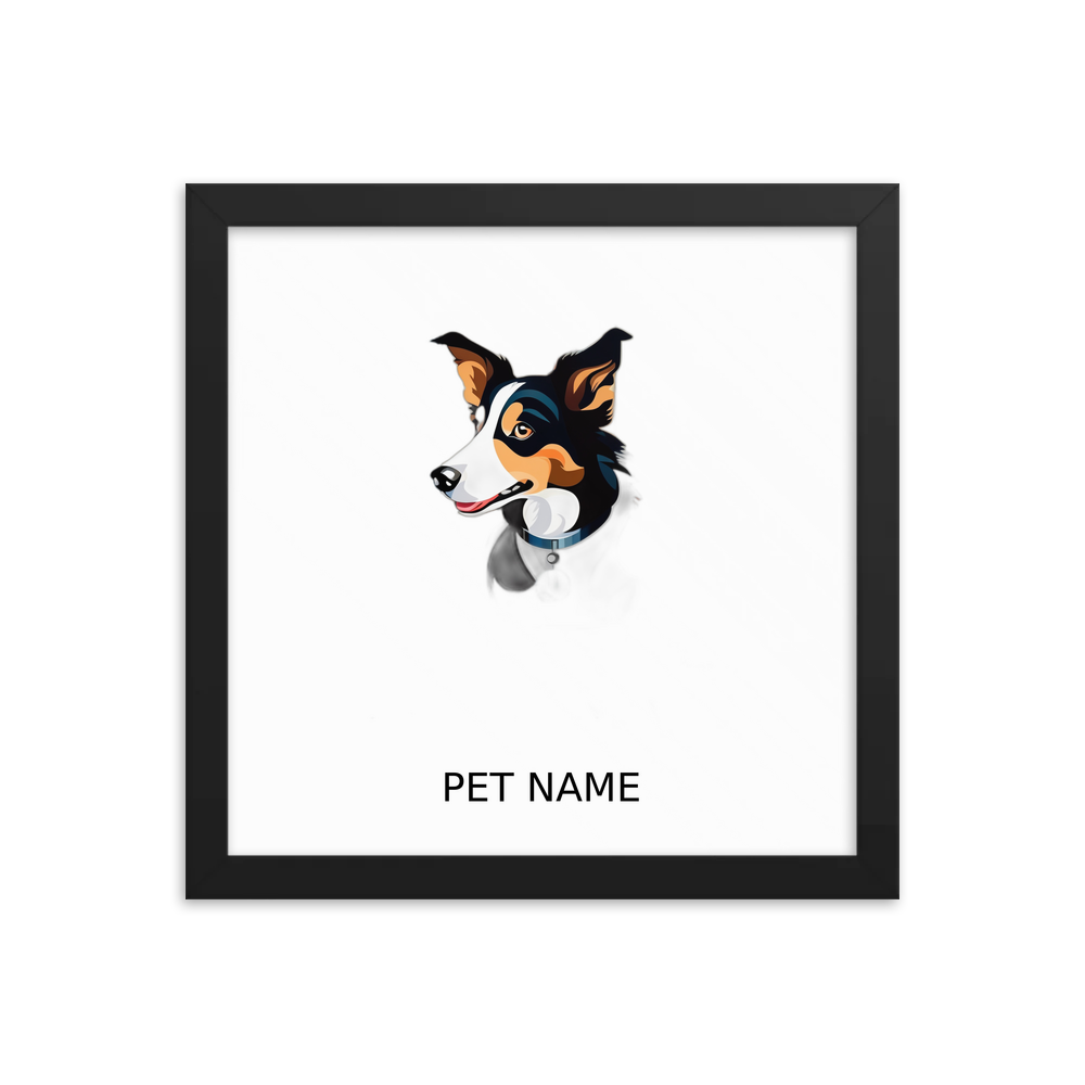 PugMug Custom Border Collie Framed Print with Your Pet’s Name
