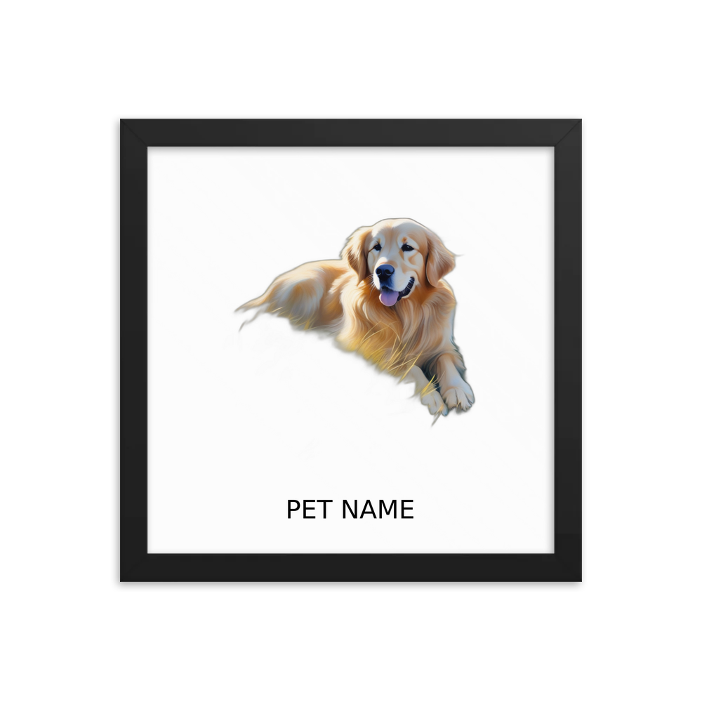 PugMug Custom Golden Retriever Framed Print with Your Pet’s Name