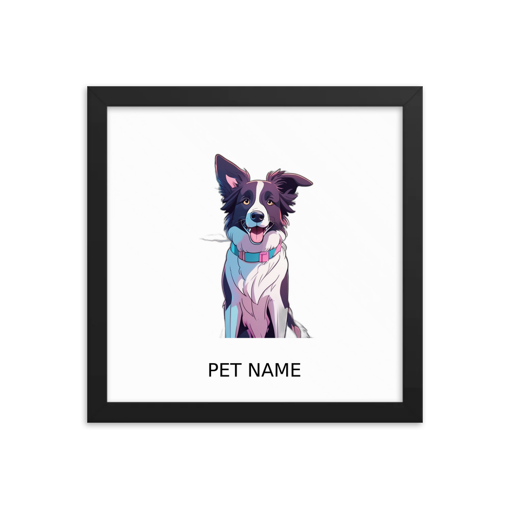 PugMug Custom Border Collie Framed Print with Your Pet’s Name