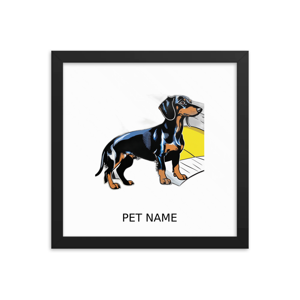 PugMug Custom Black Dachshund Framed Print with Your Pet’s Name