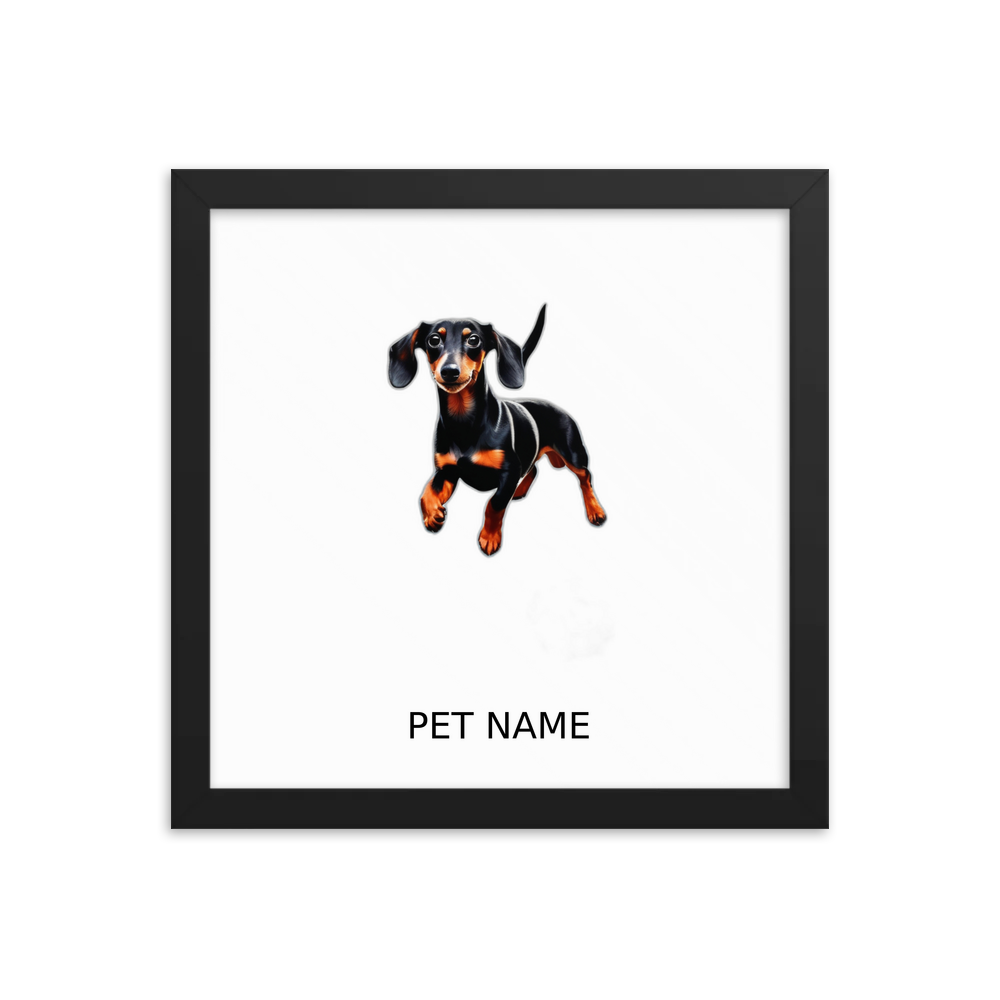 PugMug Custom Black Dachshund Framed Print with Your Pet’s Name