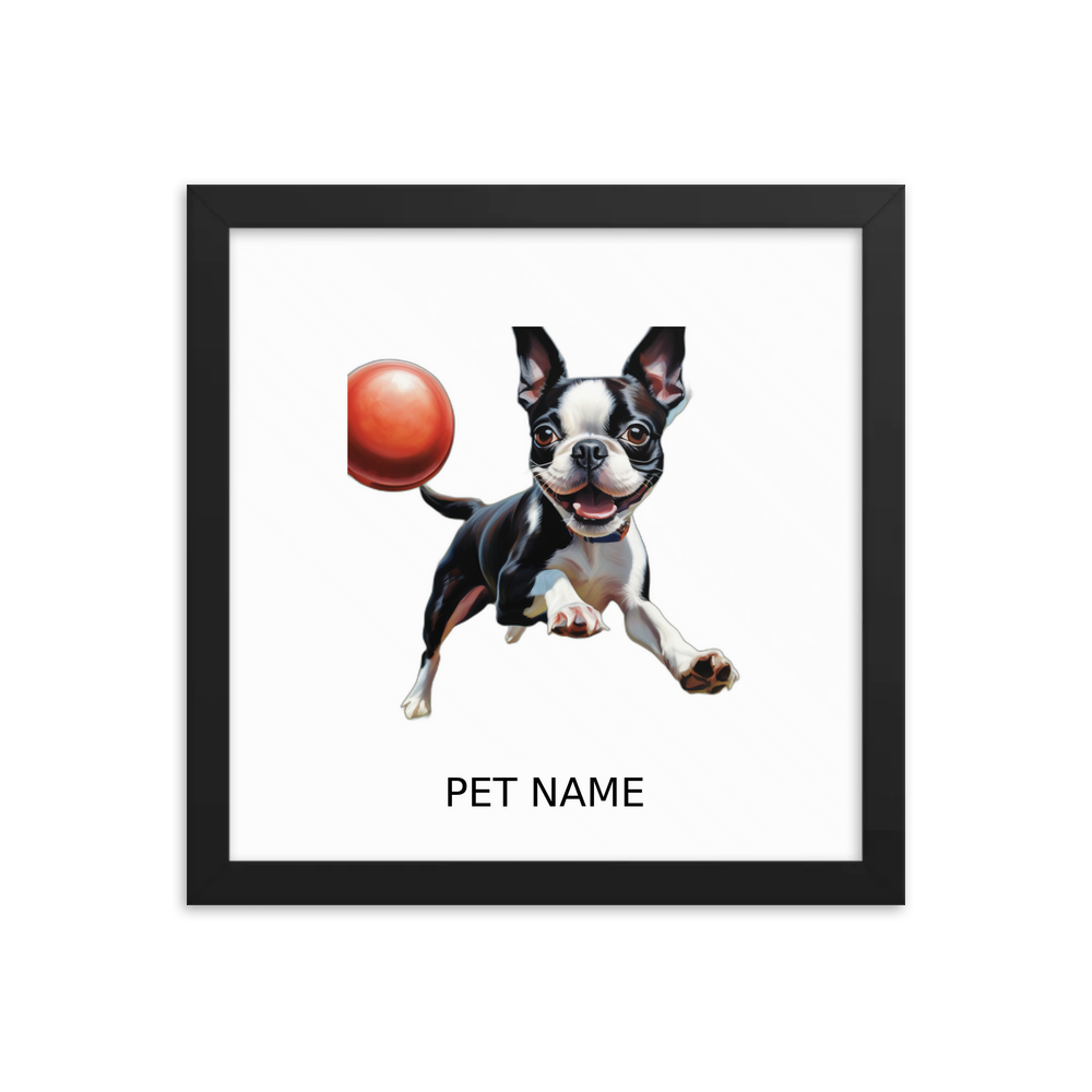 PugMug Custom Boston Terrier Framed Print with Your Pet’s Name