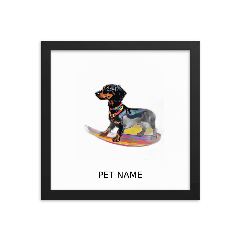 PugMug Custom Black Dachshund Framed Print with Your Pet’s Name