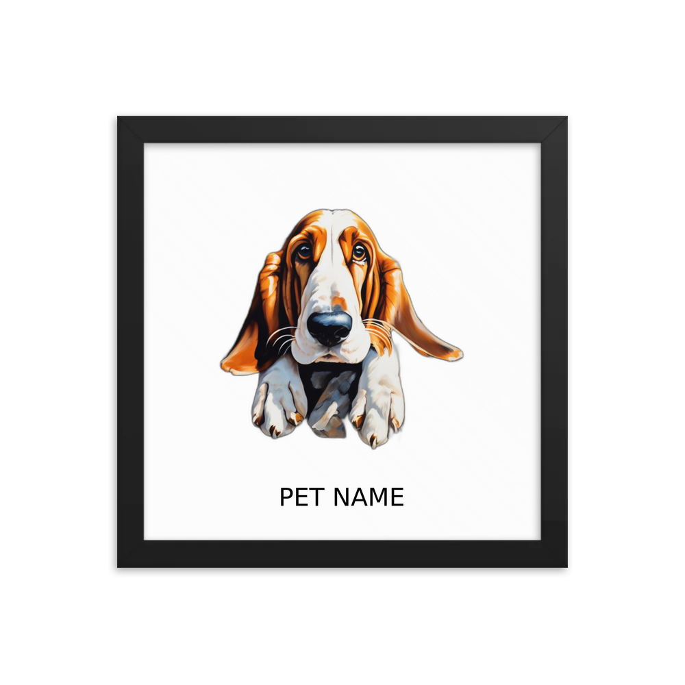 PugMug Custom Basset Hound Framed Print with Your Pet’s Name