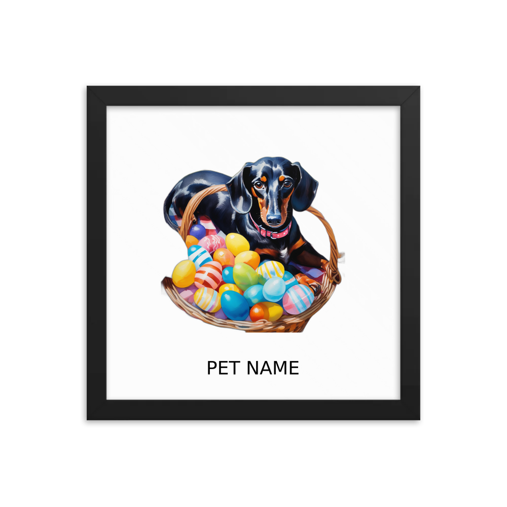 PugMug Custom Black Dachshund Framed Print with Your Pet’s Name