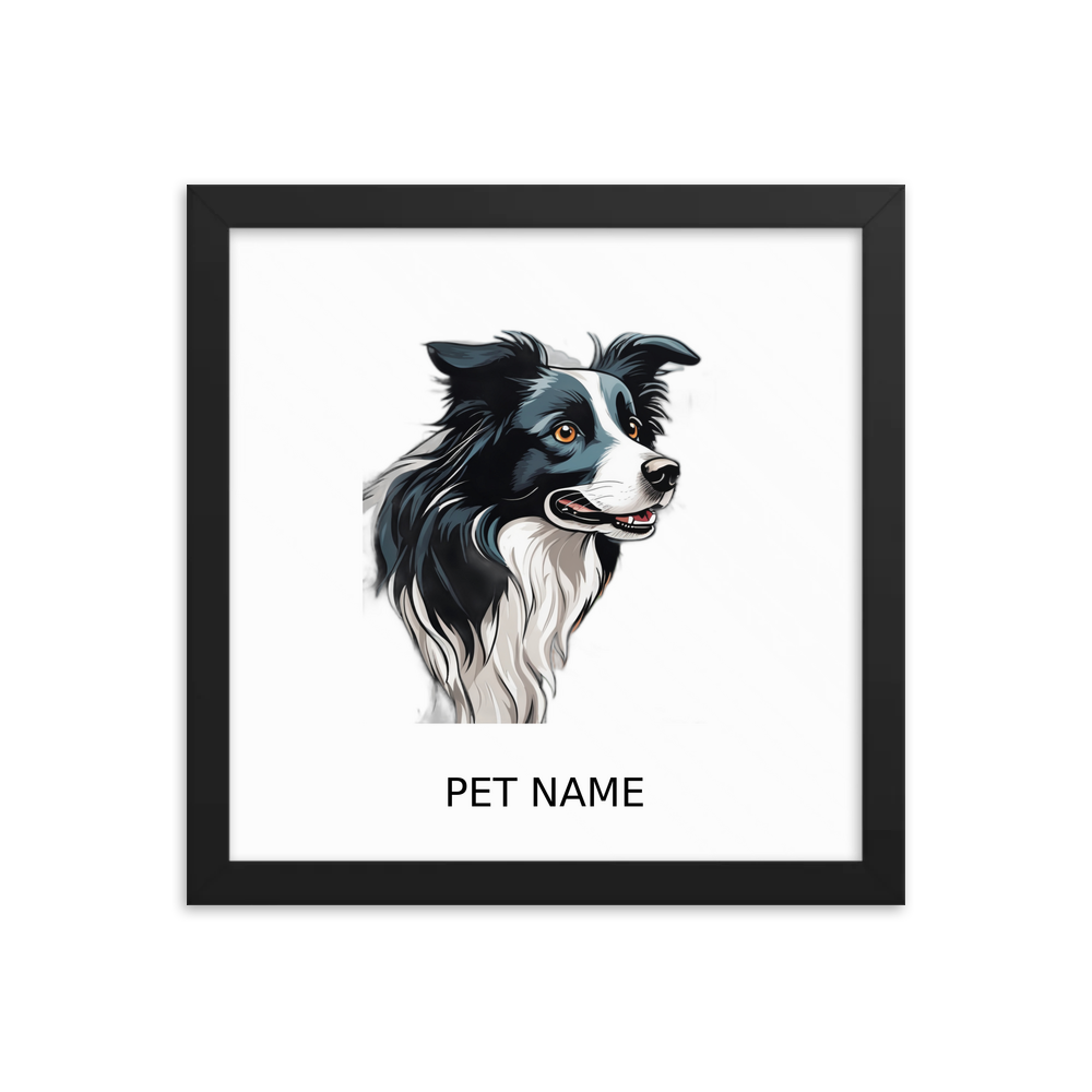 PugMug Custom Border Collie Framed Print with Your Pet’s Name