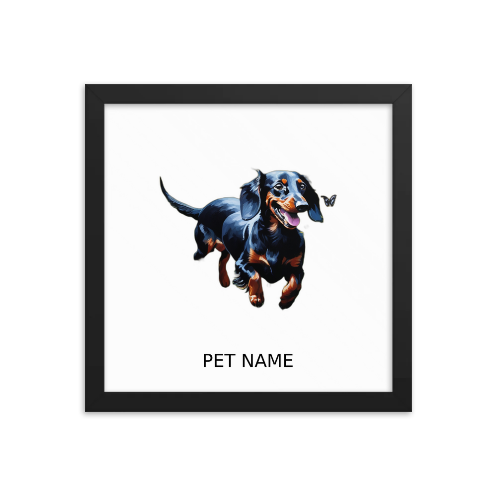PugMug Custom Black Dachshund Framed Print with Your Pet’s Name
