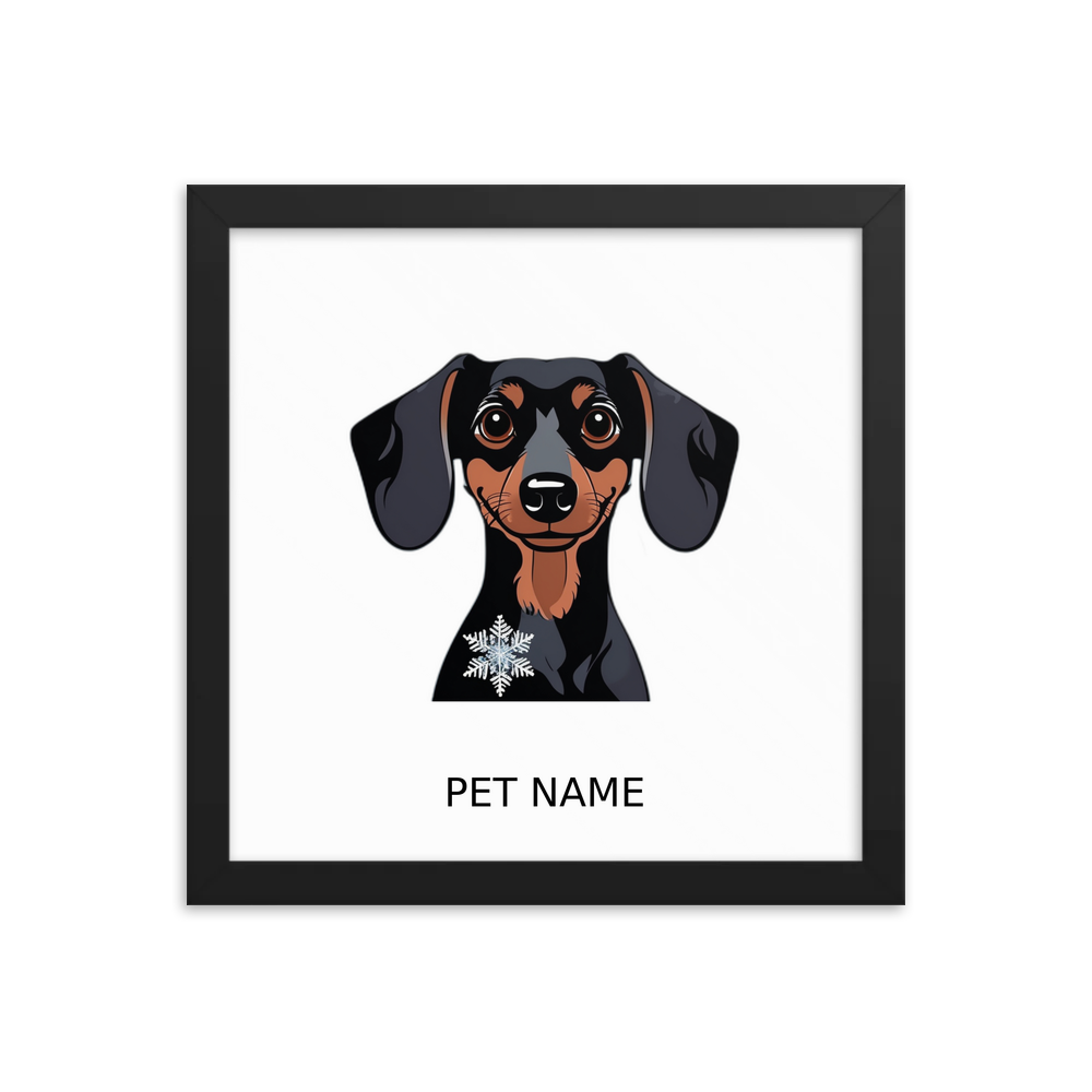 PugMug Custom Black Dachshund Framed Print with Your Pet’s Name