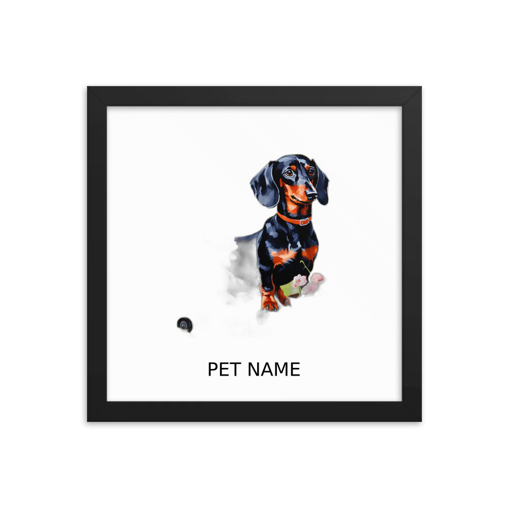 PugMug Custom Black Dachshund Framed Print with Your Pet’s Name