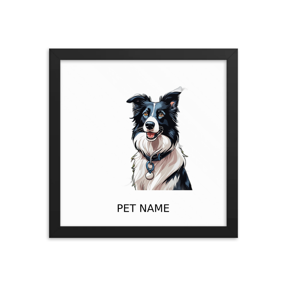 PugMug Custom Border Collie Framed Print with Your Pet’s Name
