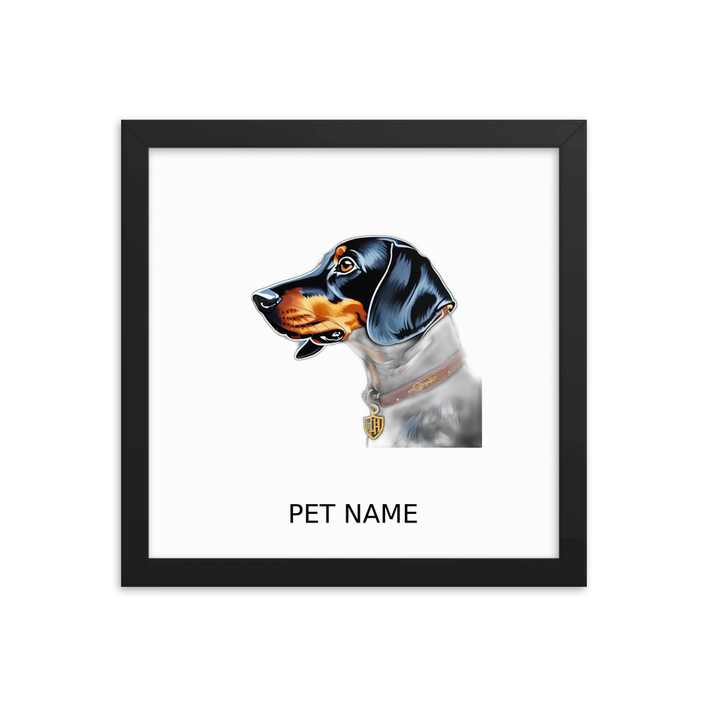 PugMug Custom Black Dachshund Framed Print with Your Pet’s Name