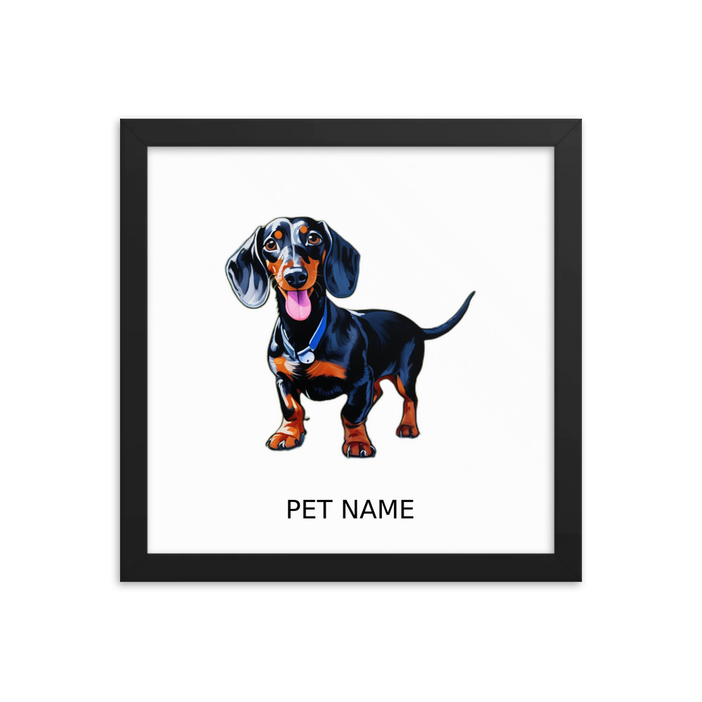 PugMug Custom Black Dachshund Framed Print with Your Pet’s Name