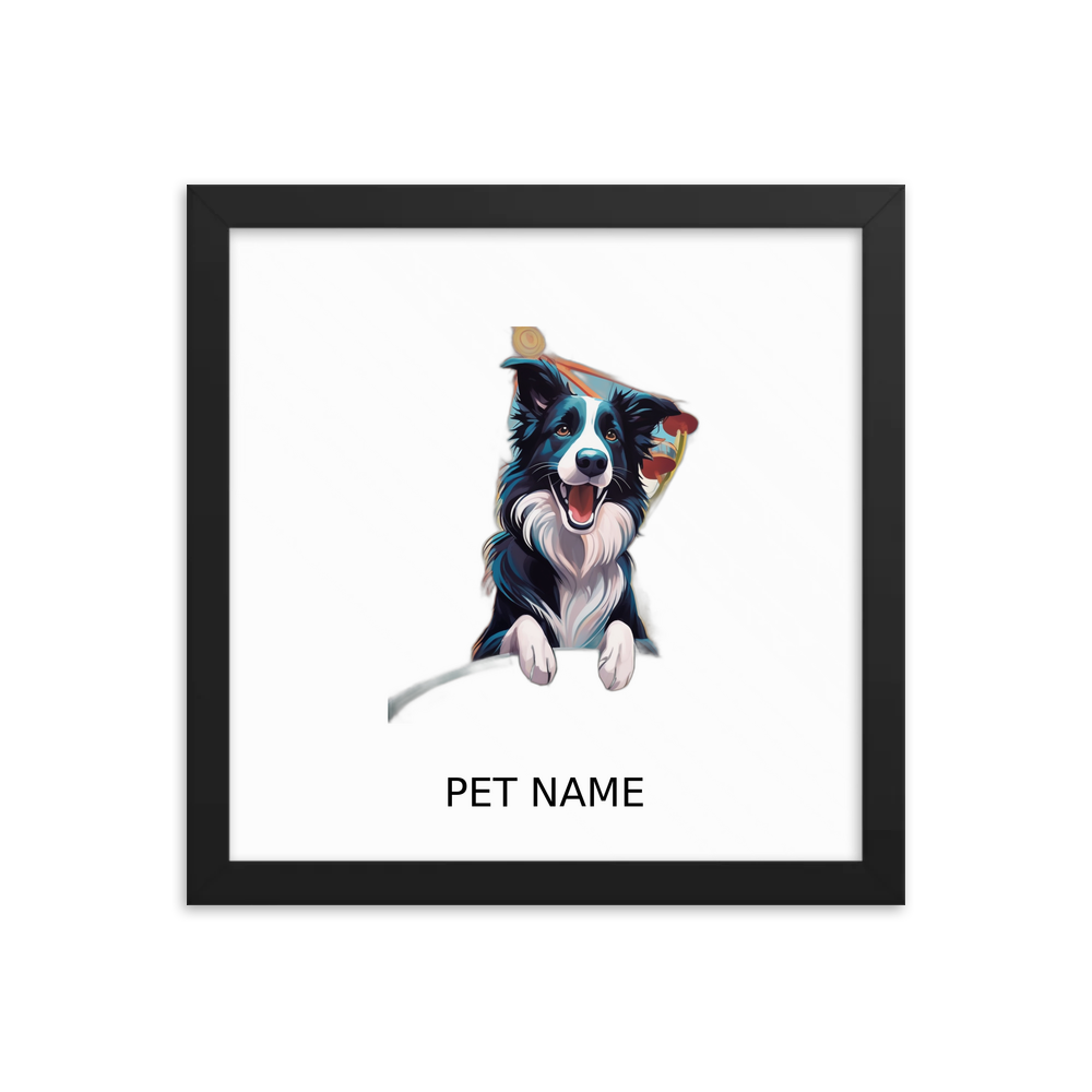 PugMug Custom Border Collie Framed Print with Your Pet’s Name