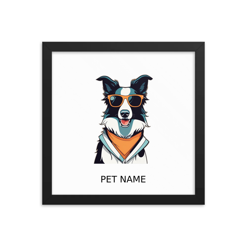 PugMug Custom Border Collie Framed Print with Your Pet’s Name