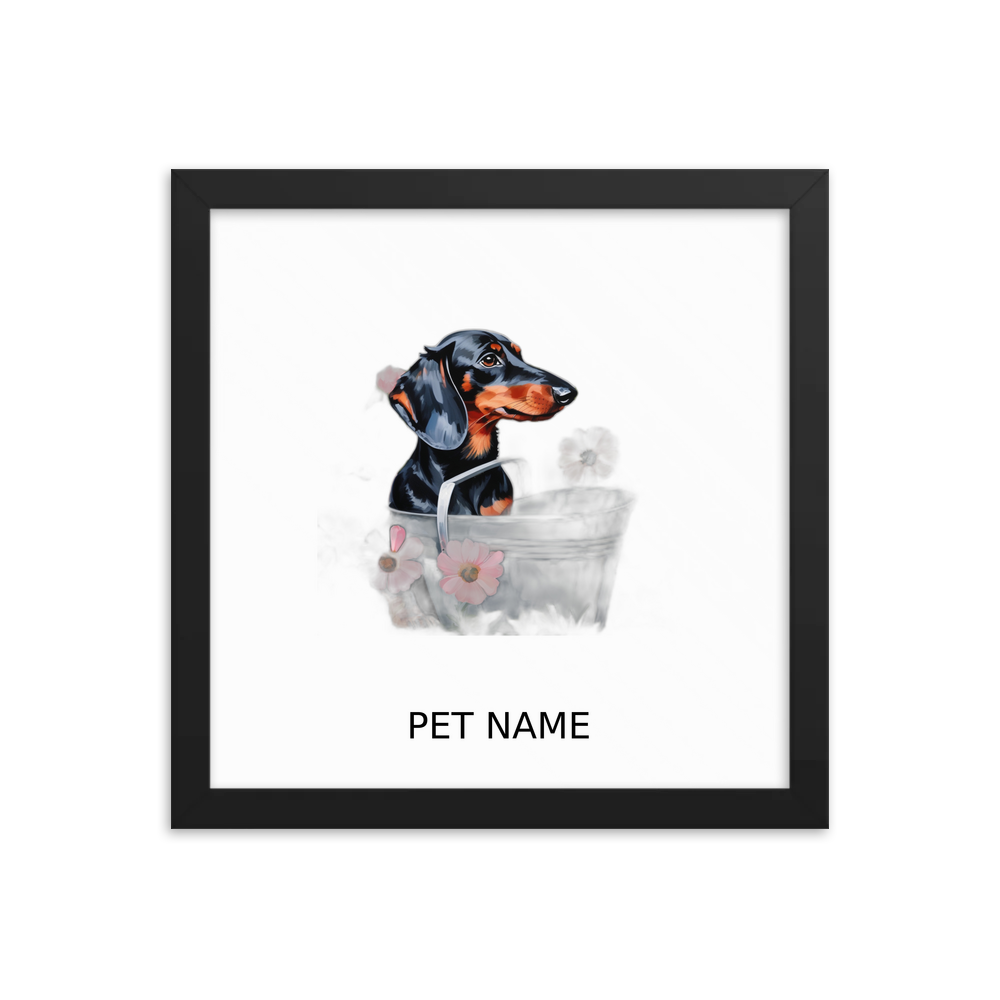 PugMug Custom Black Dachshund Framed Print with Your Pet’s Name