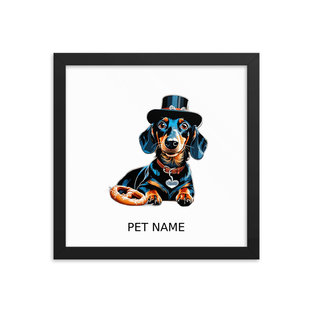 PugMug Custom Black Dachshund Framed Print with Your Pet’s Name