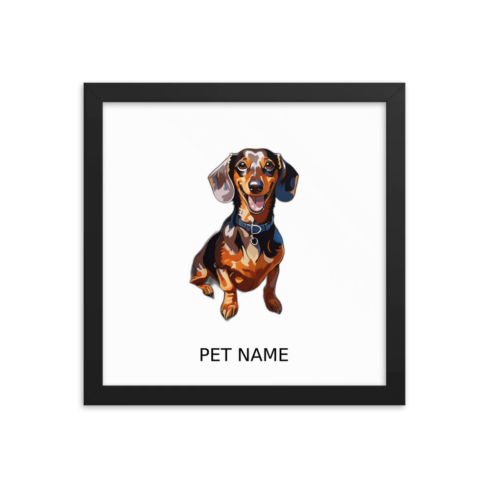 PugMug Custom Tan Dachshund Framed Print with Your Pet’s Name