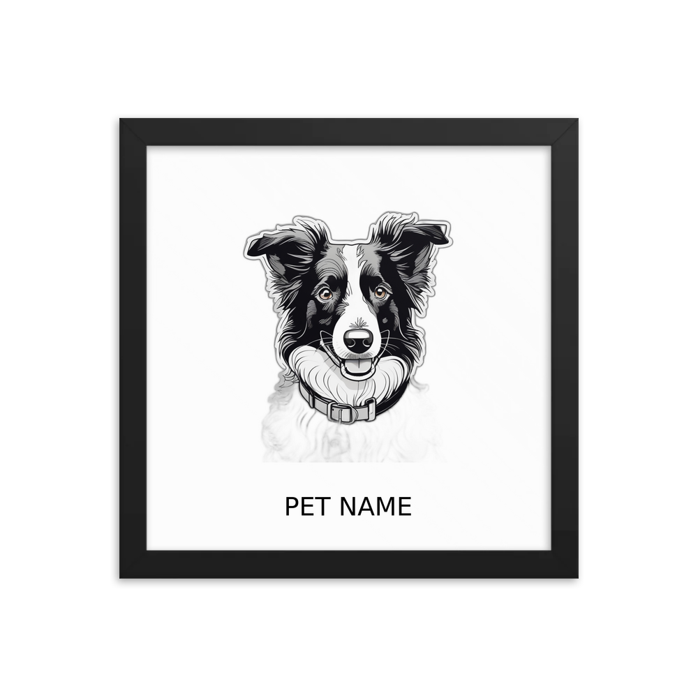PugMug Custom Border Collie Framed Print with Your Pet’s Name