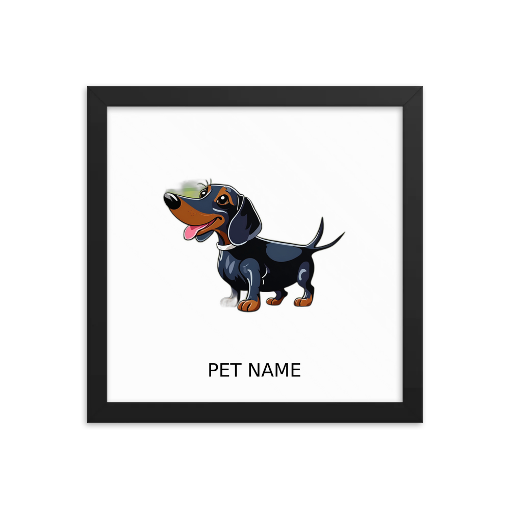 PugMug Custom Black Dachshund Framed Print with Your Pet’s Name