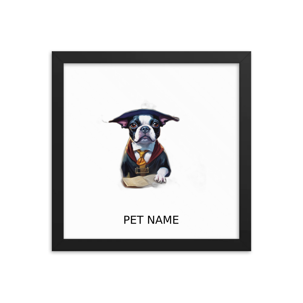 PugMug Custom Boston Terrier Framed Print with Your Pet’s Name
