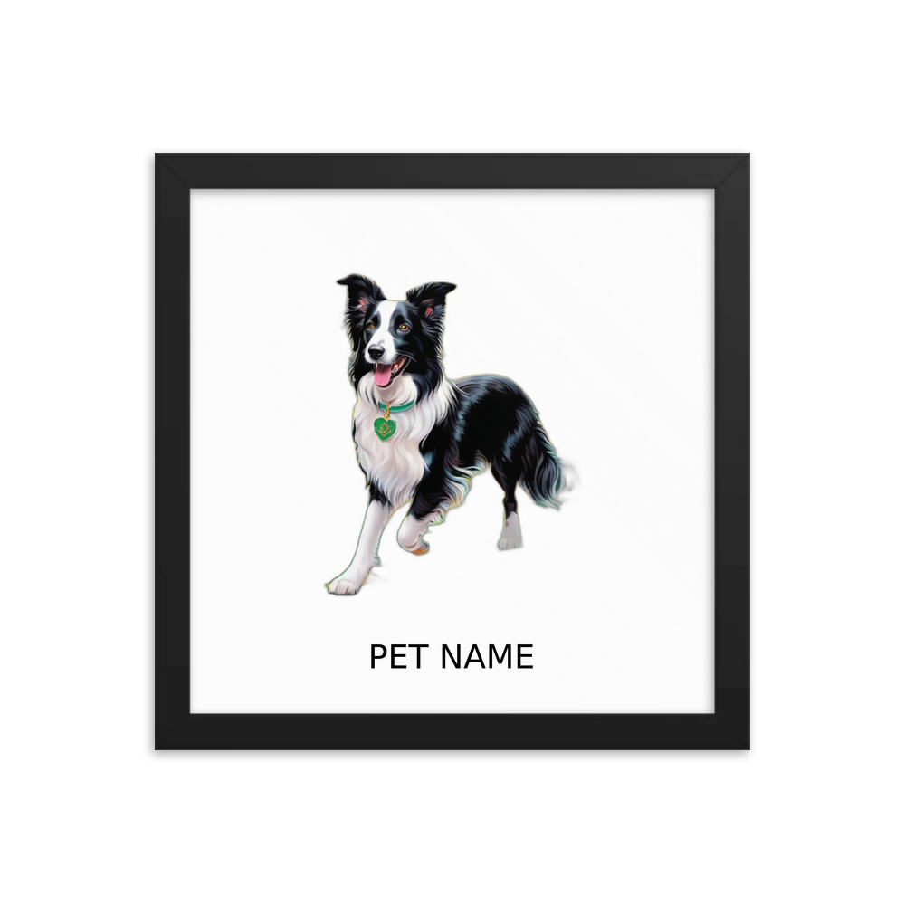 PugMug Custom Border Collie Framed Print with Your Pet’s Name