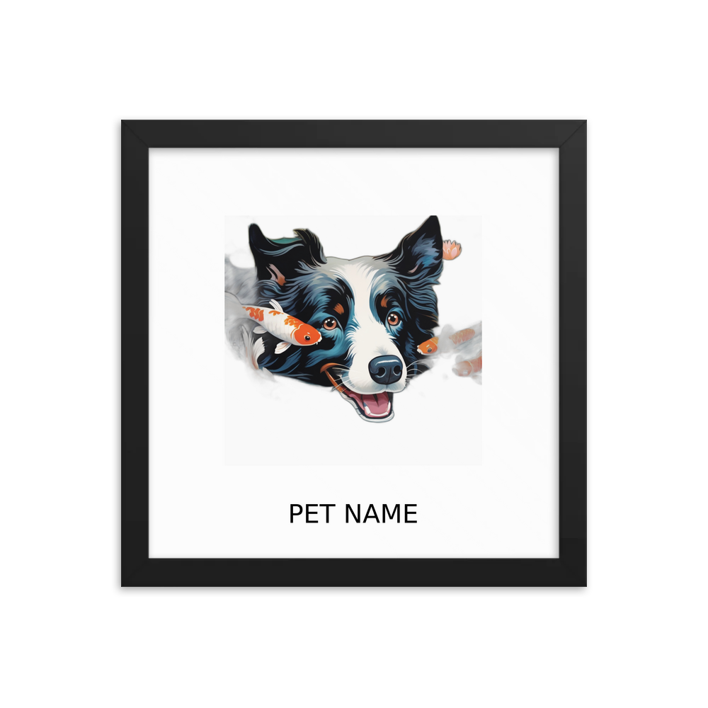 PugMug Custom Border Collie Framed Print with Your Pet’s Name