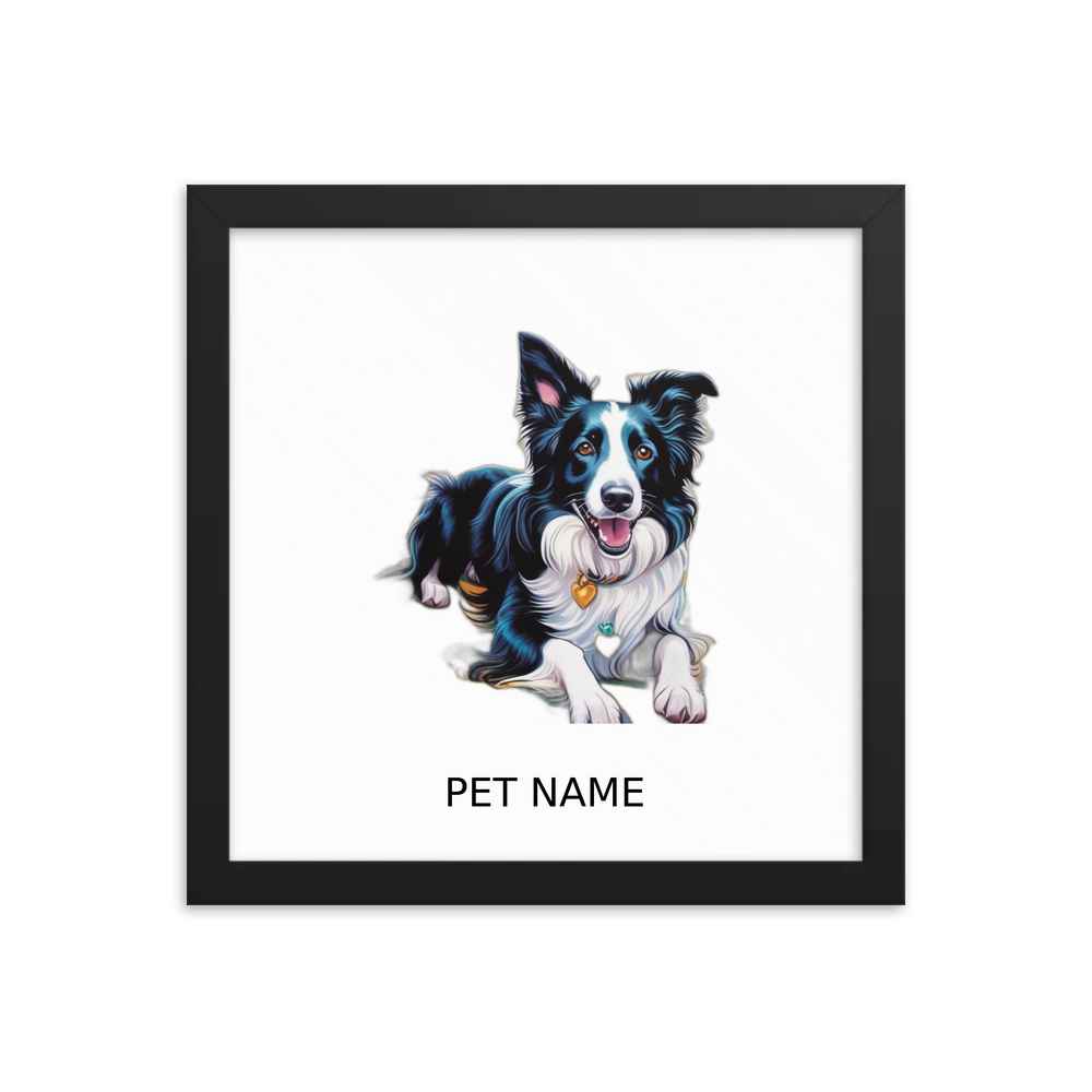 PugMug Custom Border Collie Framed Print with Your Pet’s Name
