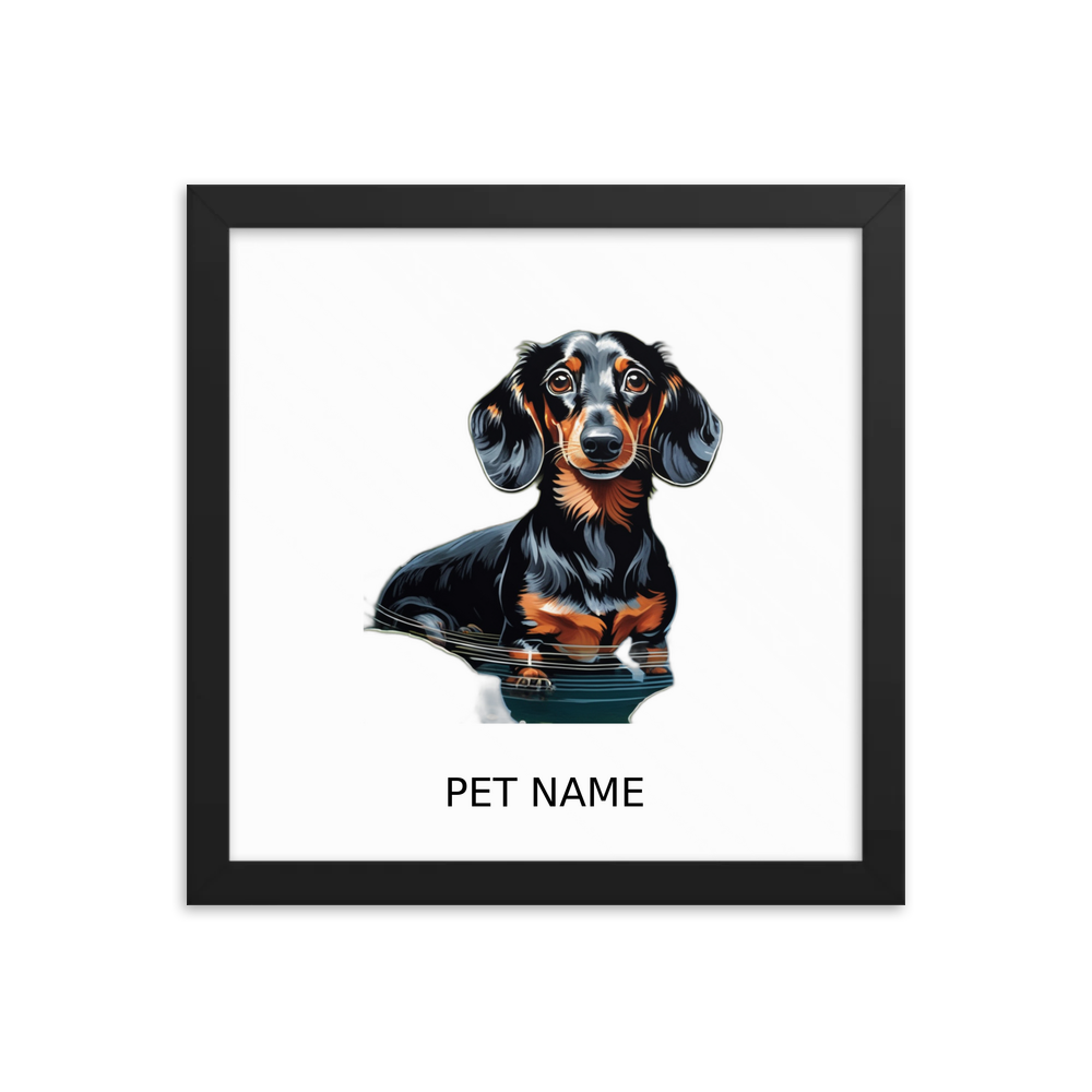 PugMug Custom Black Dachshund Framed Print with Your Pet’s Name