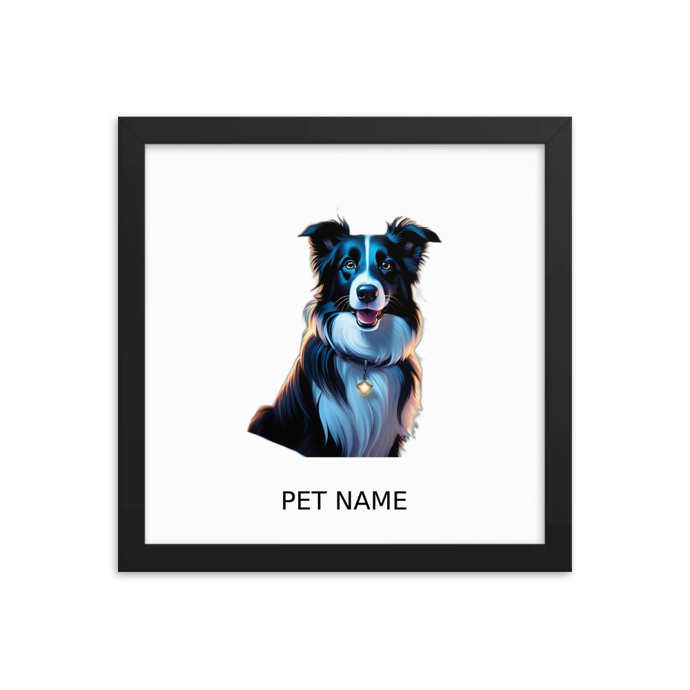PugMug Custom Border Collie Framed Print with Your Pet’s Name
