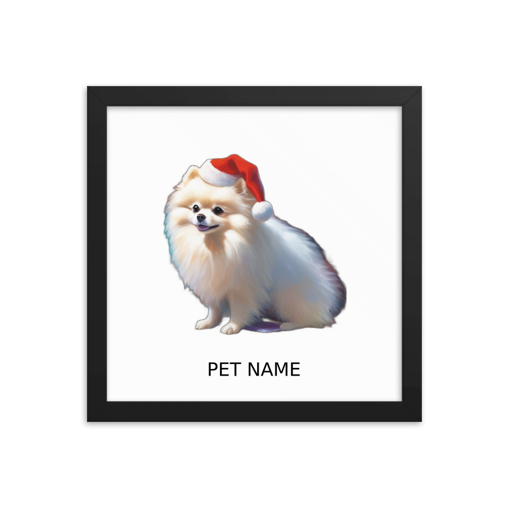 PugMug Custom White Pomeranian Framed Print with Your Pet’s Name