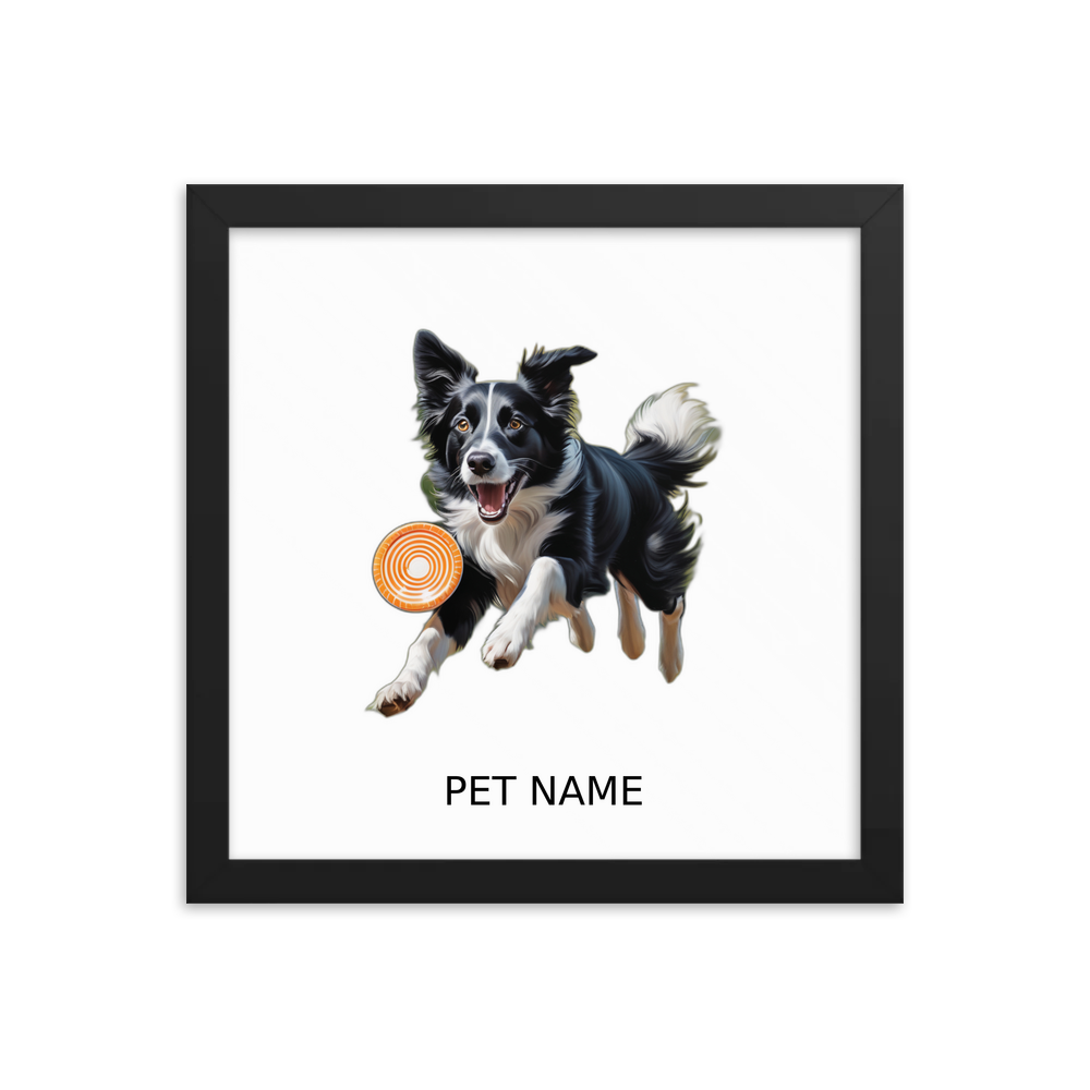 PugMug Custom Border Collie Framed Print with Your Pet’s Name