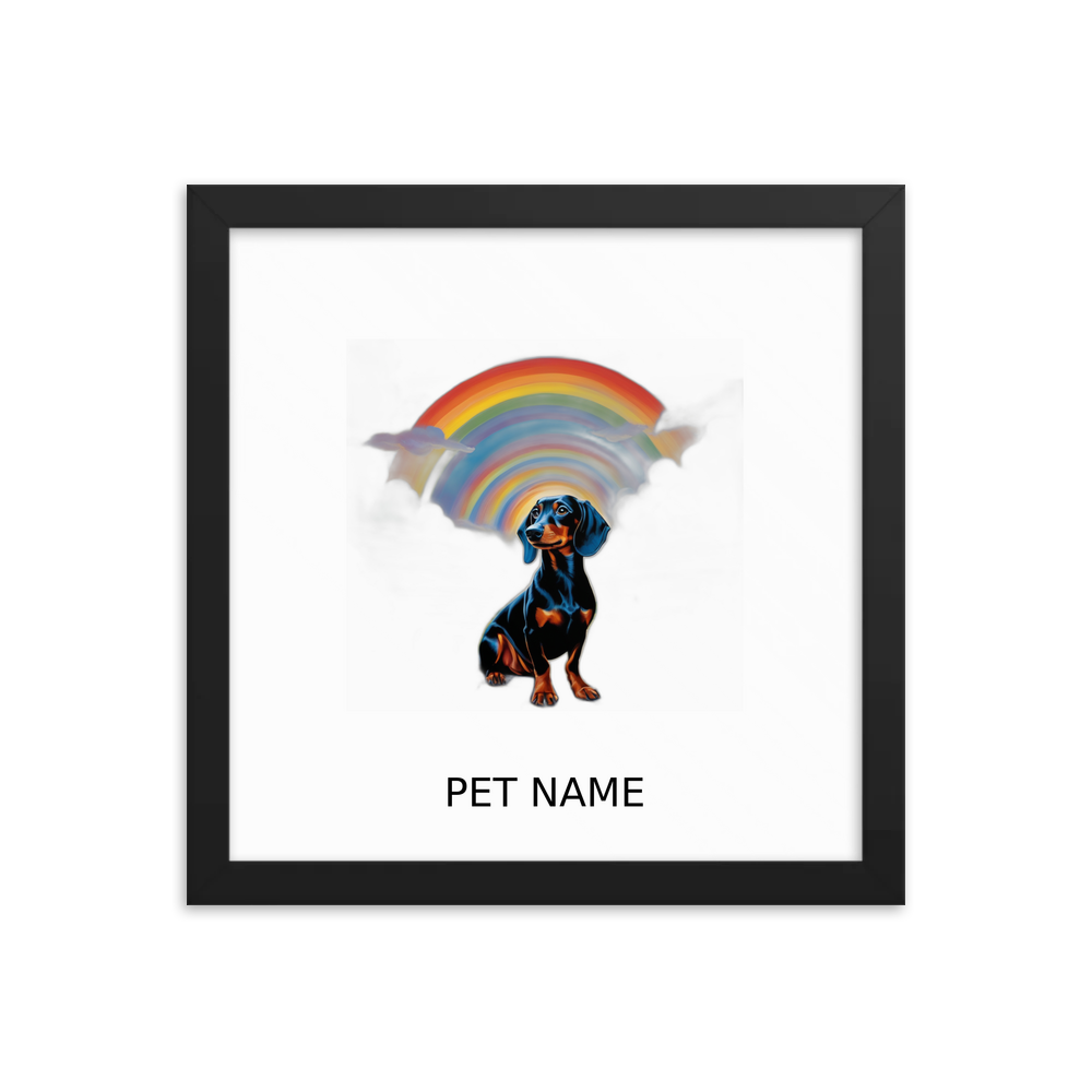 PugMug Custom Black Dachshund Framed Print with Your Pet’s Name