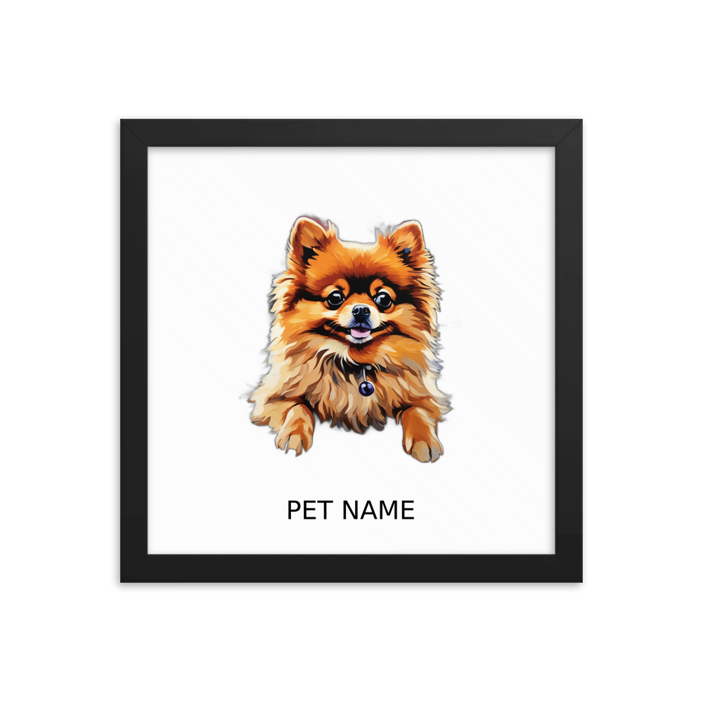 PugMug Custom Tan Pomeranian Framed Print with Your Pet’s Name