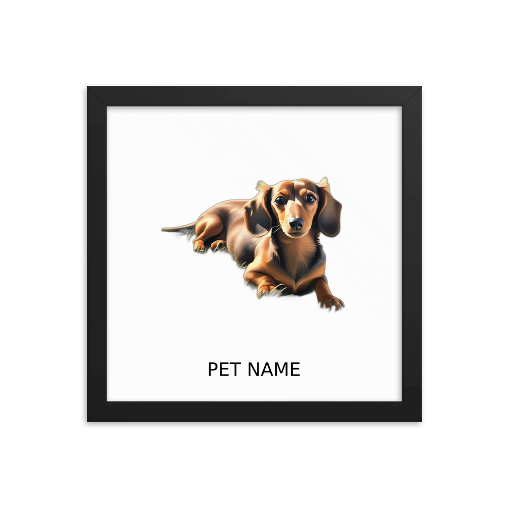 PugMug Custom Tan Dachshund Framed Print with Your Pet’s Name