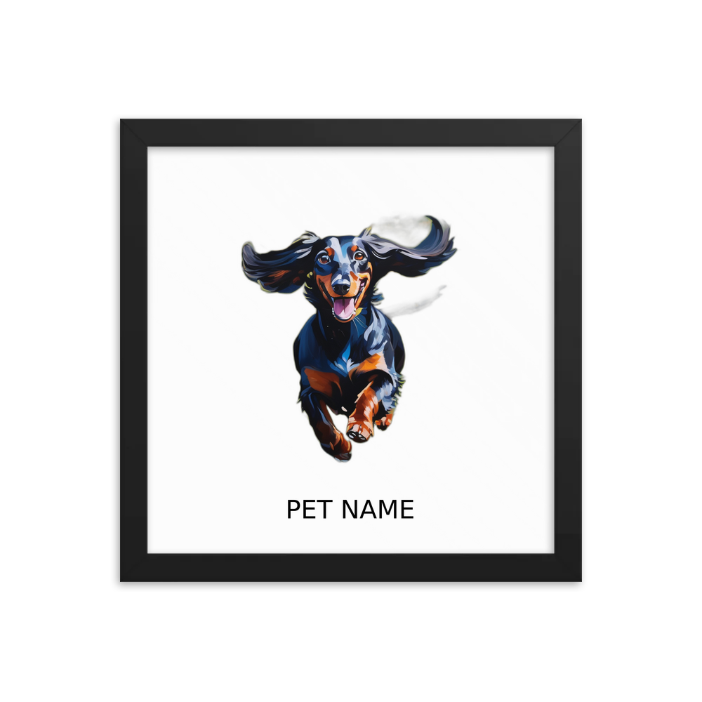 PugMug Custom Black Dachshund Framed Print with Your Pet’s Name