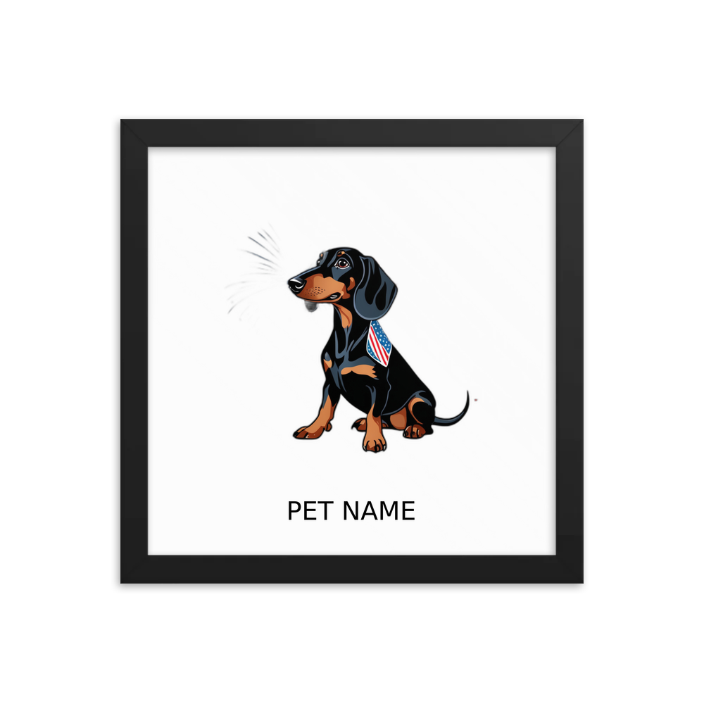 PugMug Custom Black Dachshund Framed Print with Your Pet’s Name