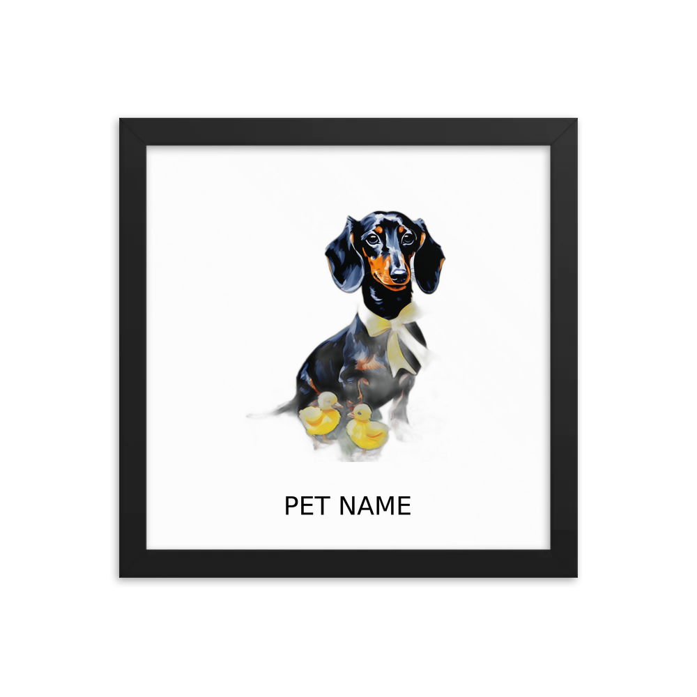 PugMug Custom Black Dachshund Framed Print with Your Pet’s Name