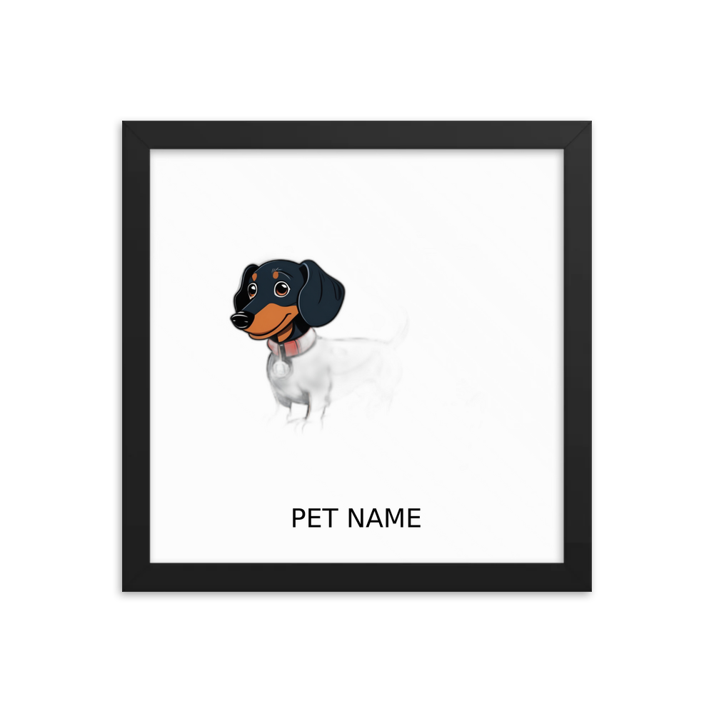 PugMug Custom Black Dachshund Framed Print with Your Pet’s Name