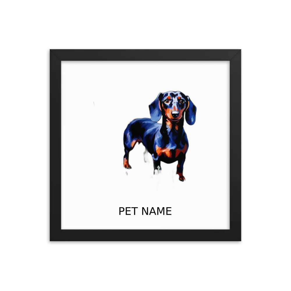 PugMug Custom Black Dachshund Framed Print with Your Pet’s Name
