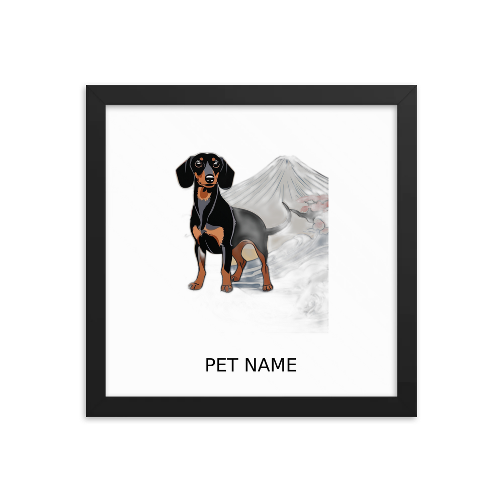 PugMug Custom Black Dachshund Framed Print with Your Pet’s Name