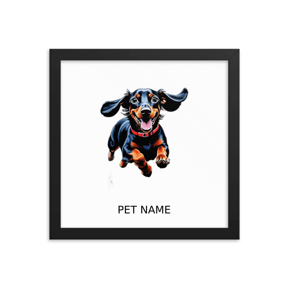 PugMug Custom Black Dachshund Framed Print with Your Pet’s Name
