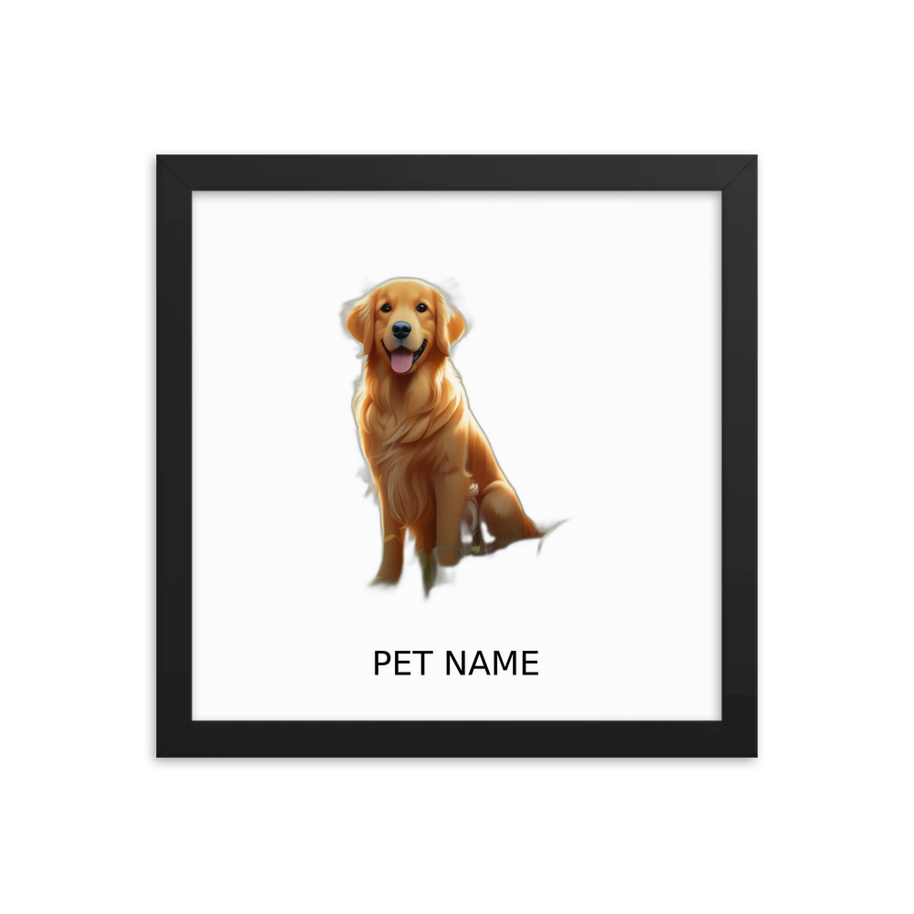 PugMug Custom Golden Retriever Framed Print with Your Pet’s Name