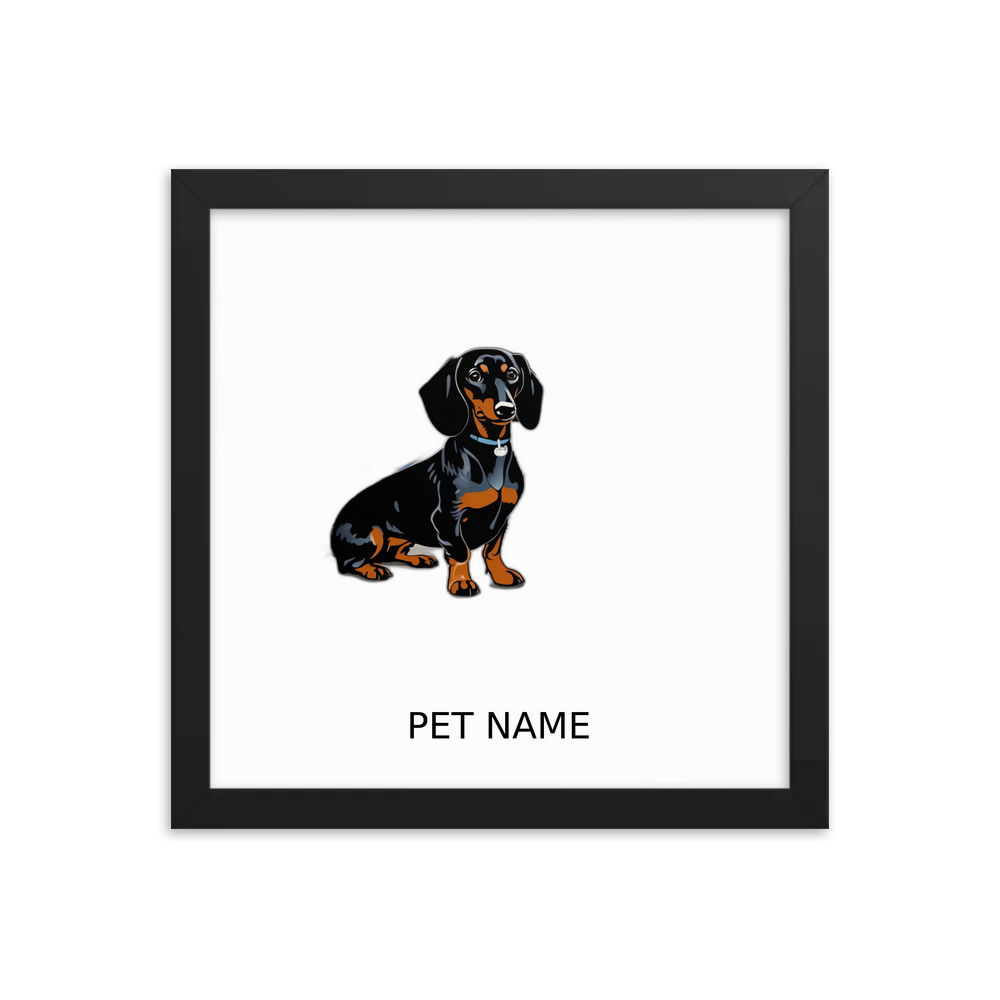PugMug Custom Black Dachshund Framed Print with Your Pet’s Name