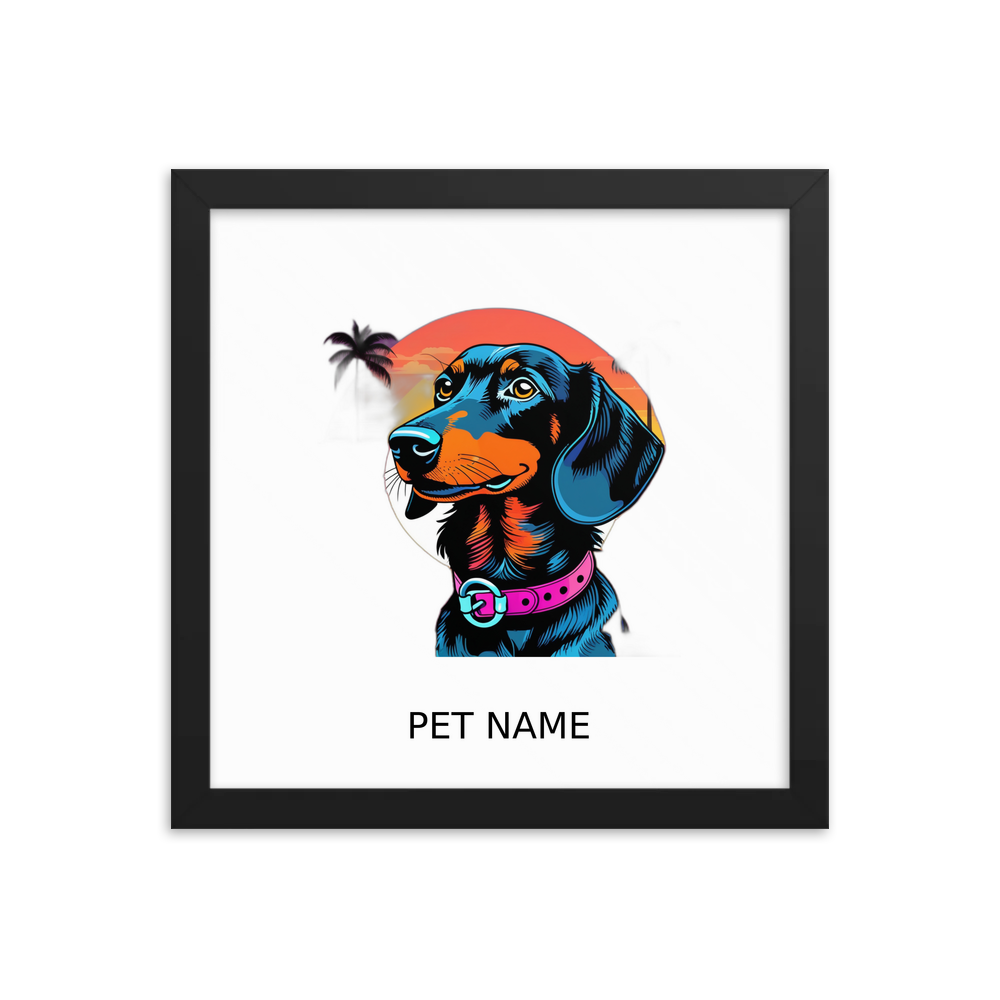 PugMug Custom Black Dachshund Framed Print with Your Pet’s Name