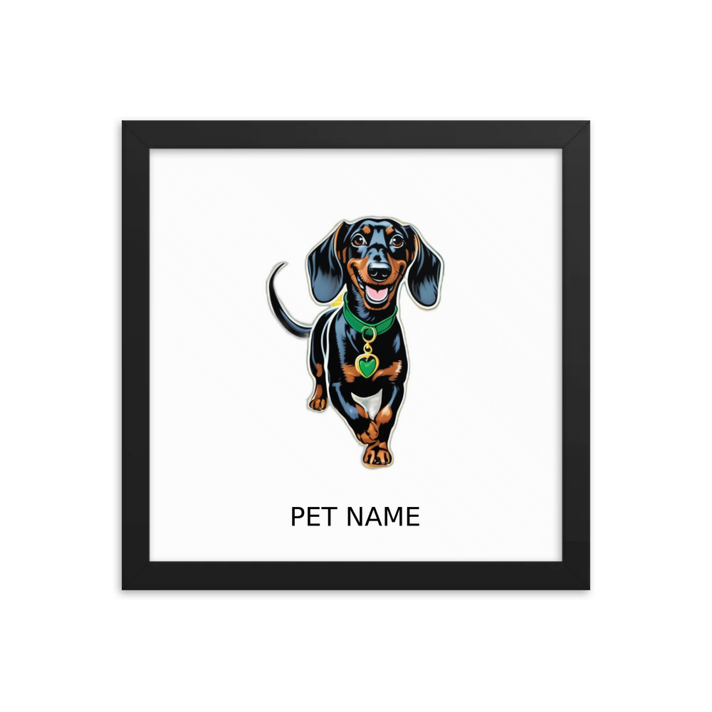 PugMug Custom Black Dachshund Framed Print with Your Pet’s Name