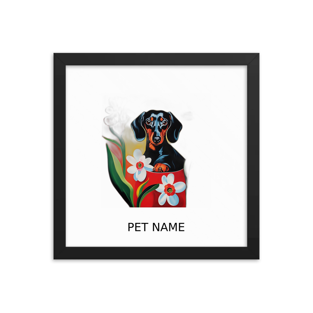 PugMug Custom Black Dachshund Framed Print with Your Pet’s Name
