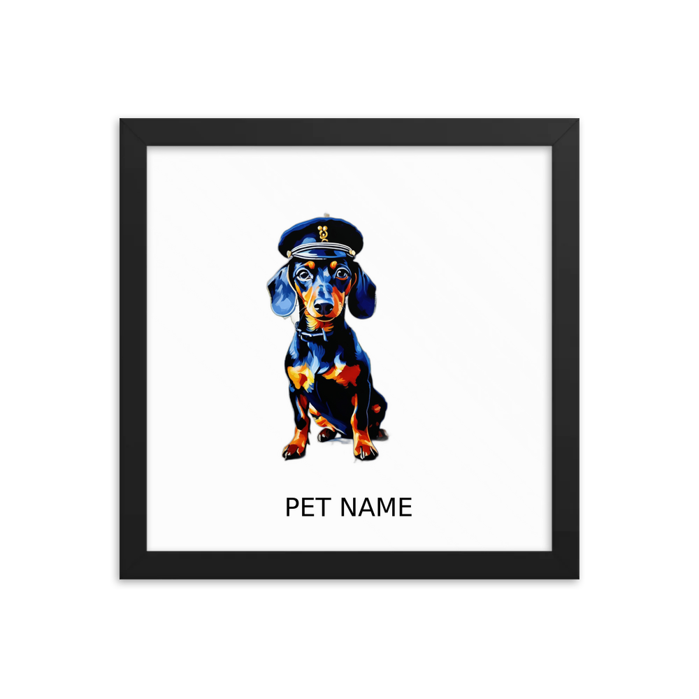 PugMug Custom Black Dachshund Framed Print with Your Pet’s Name