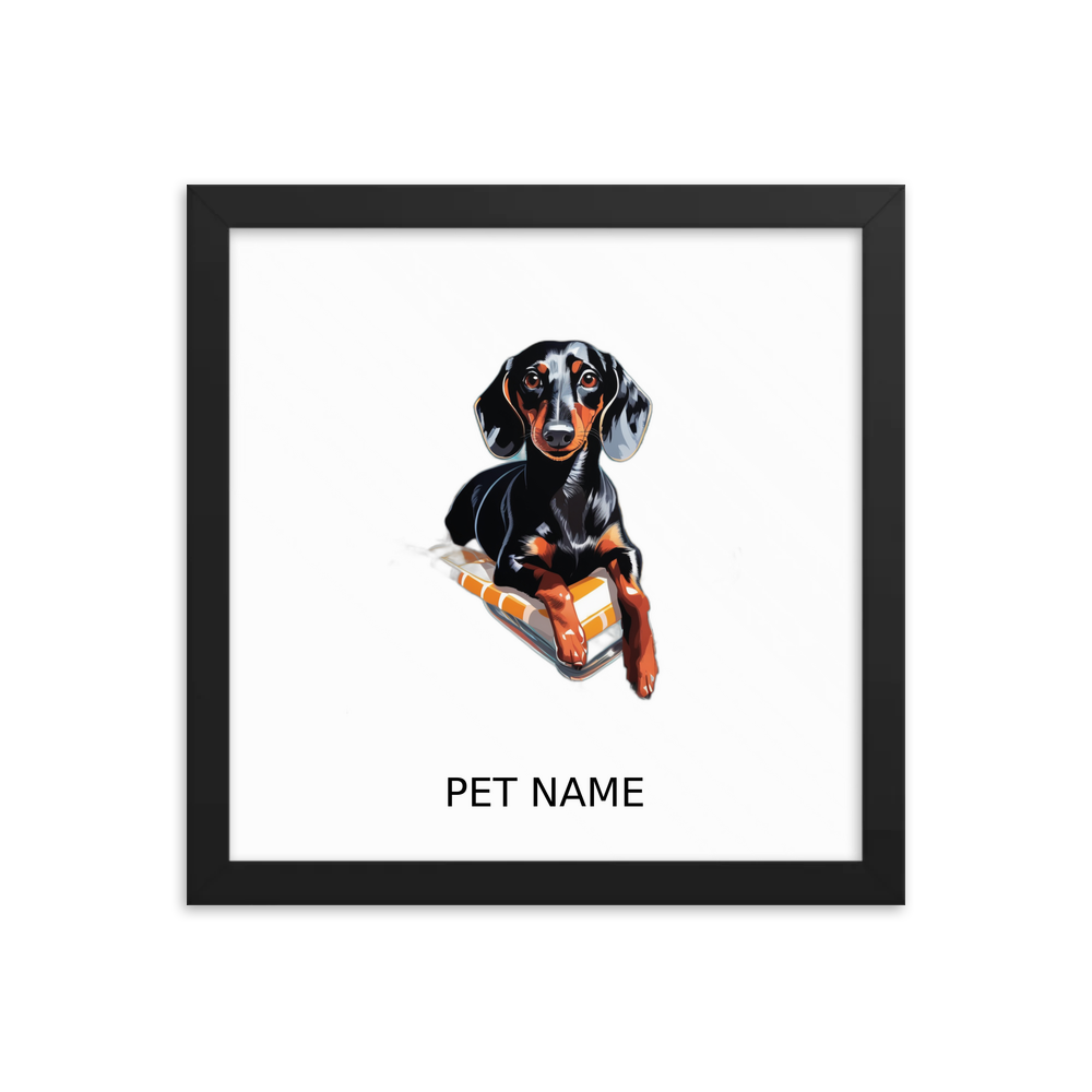 PugMug Custom Black Dachshund Framed Print with Your Pet’s Name
