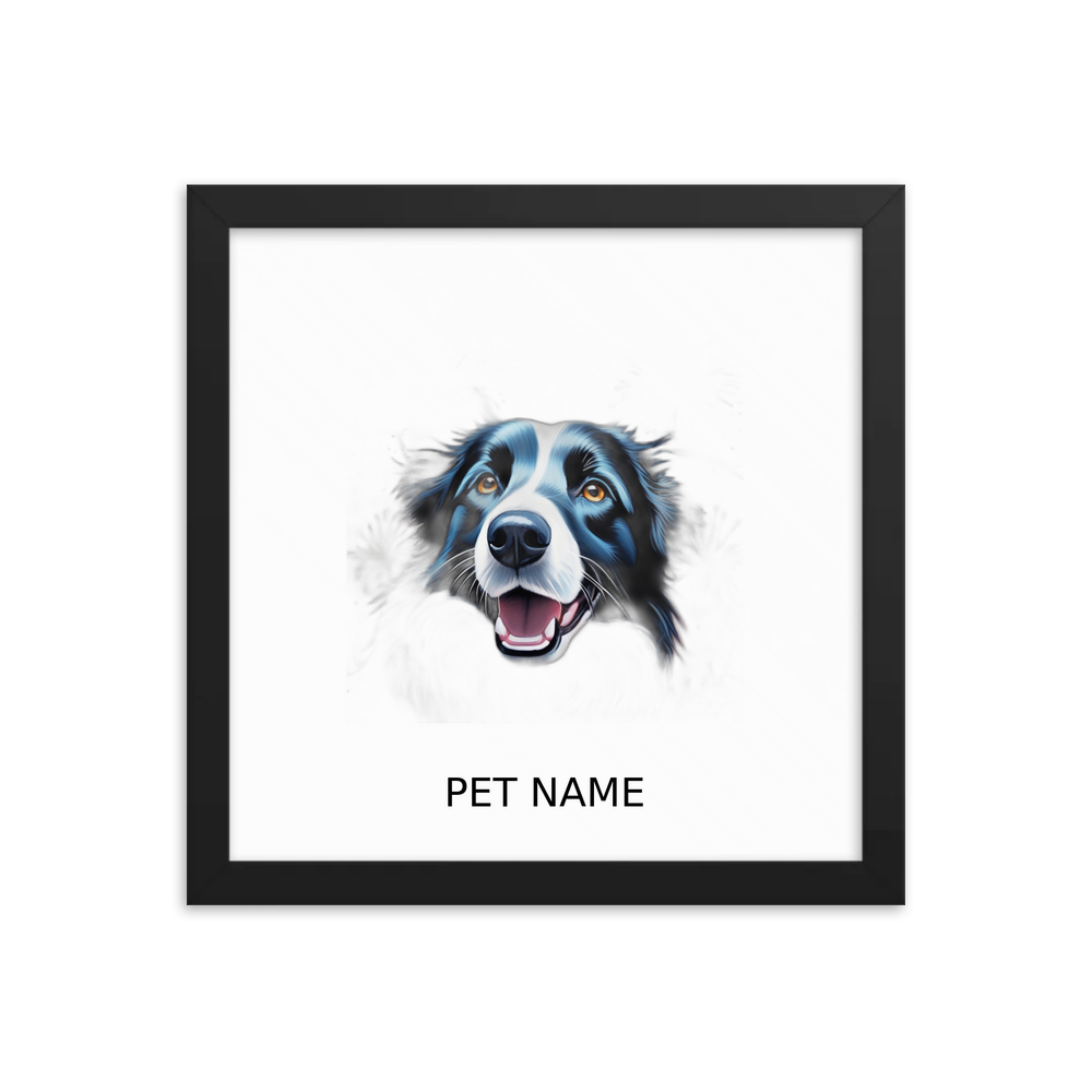 PugMug Custom Border Collie Framed Print with Your Pet’s Name