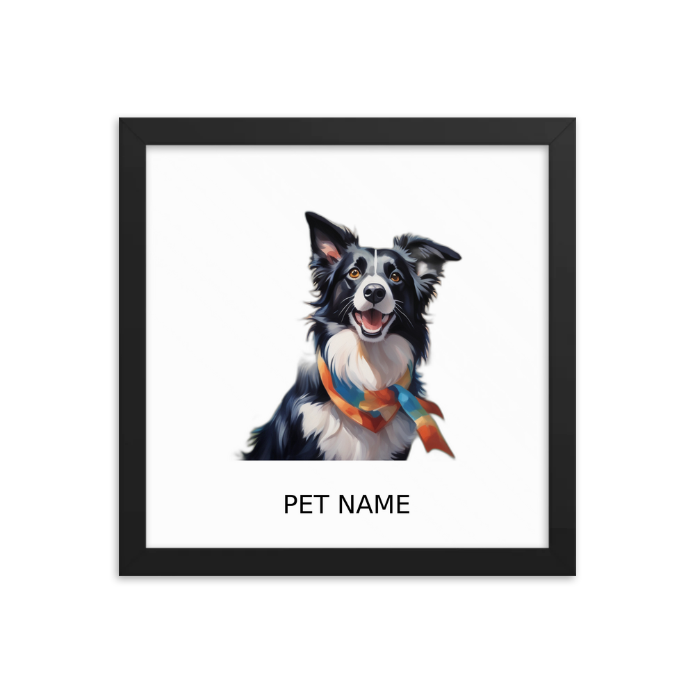 PugMug Custom Border Collie Framed Print with Your Pet’s Name
